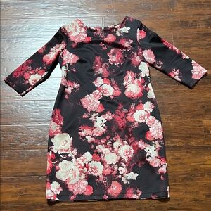 Just... Taylor Floral Scuba Sheath Dress Quarter Length Sleeve Sizee 14